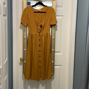 WORN ONCE too tie dress in mustard yellow
